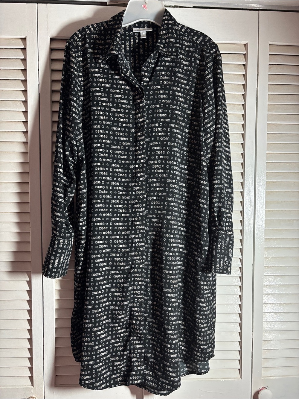 Black Printed Button-Front Women’s Dress